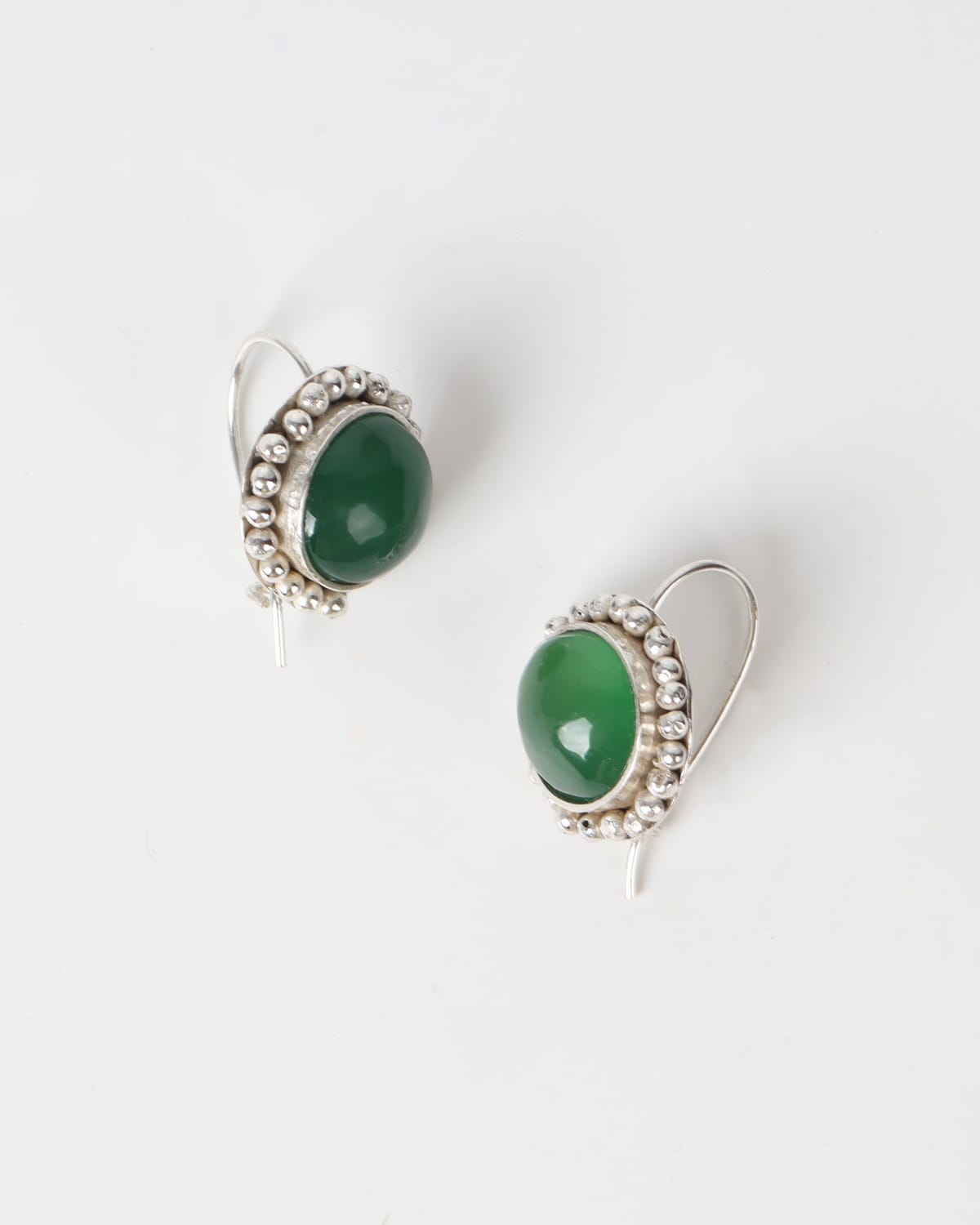 Green Agate Oval Earrings – 925 Silver 2