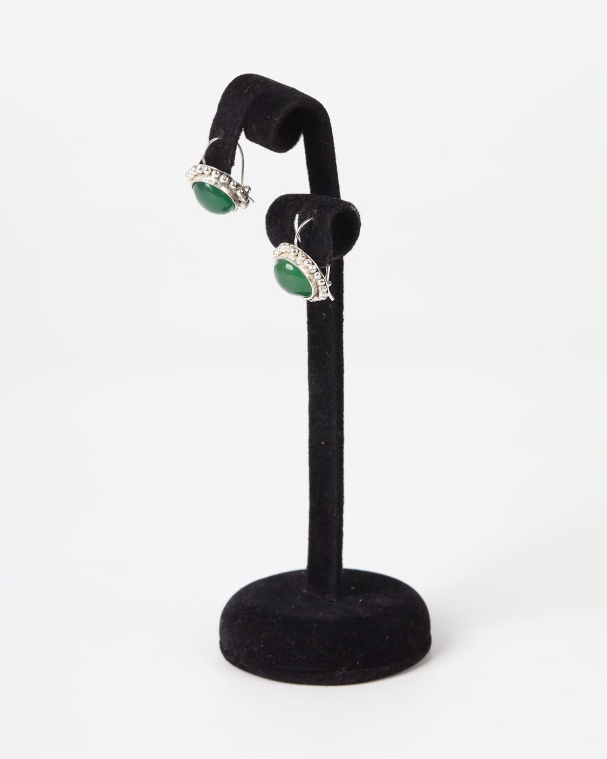 Green Agate Oval Earrings – 925 Silver 1