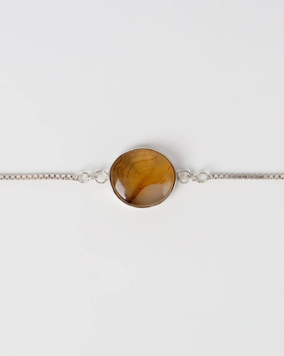 Amber Agate Bracelet – 925 Silver Chain 2