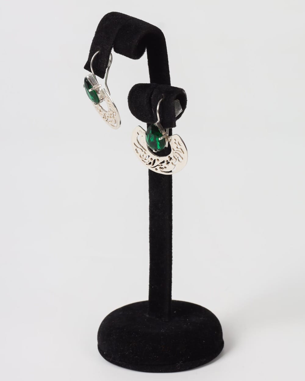 Green Gemstone Drop Earrings – 925 Silver Filigree Design 3