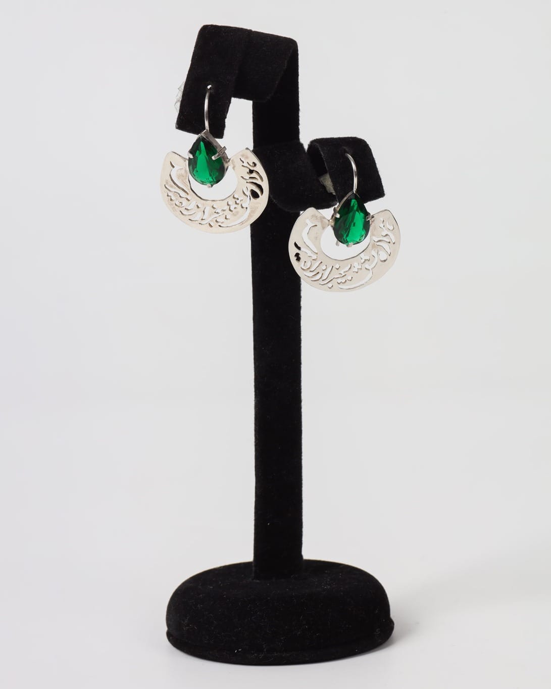 Green Gemstone Drop Earrings – 925 Silver Filigree Design 2