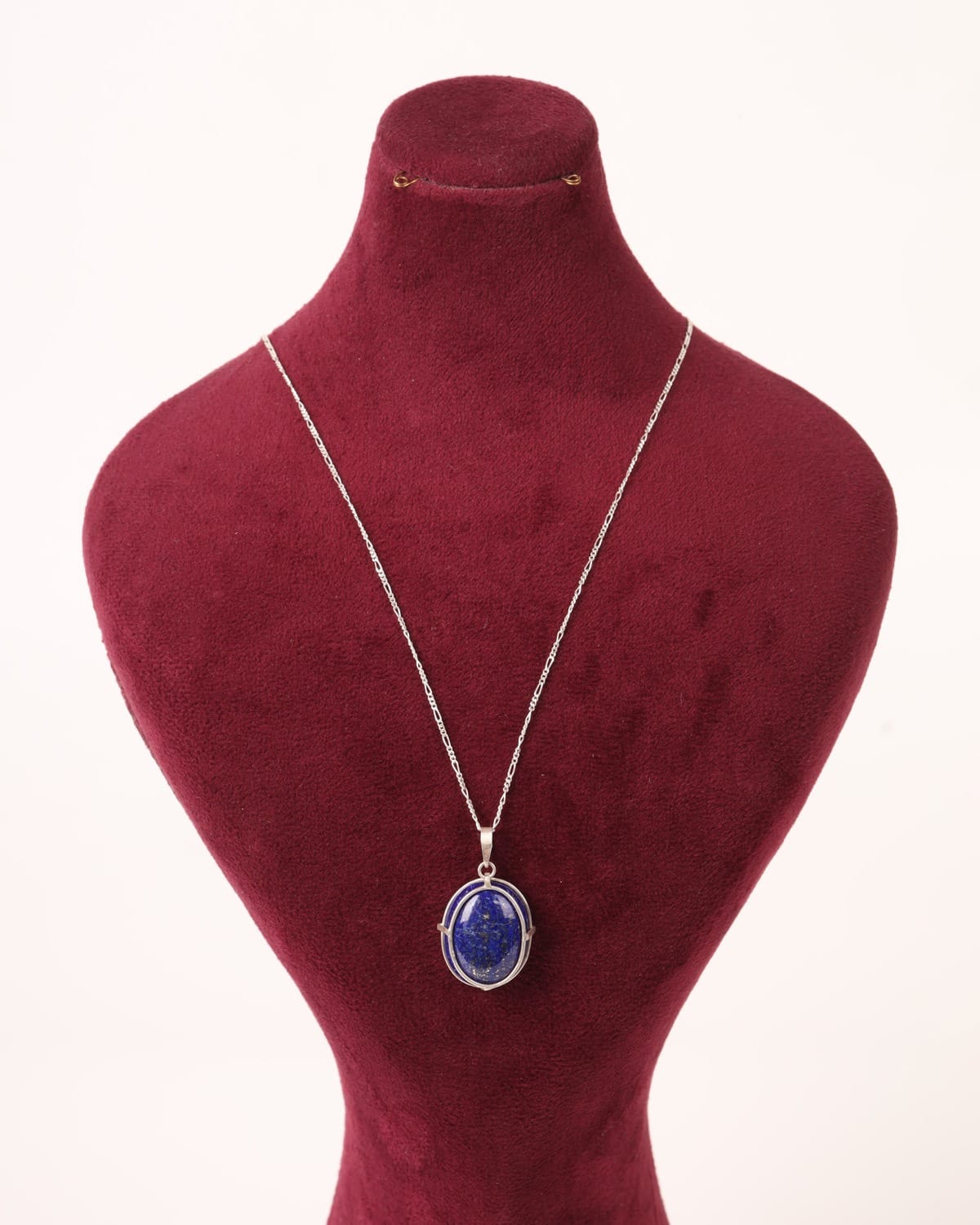 Oval Lapis Lazuli Silver Pendant Necklace 1