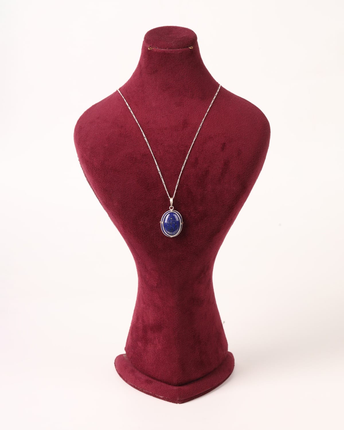 Oval Lapis Lazuli Silver Pendant Necklace 3
