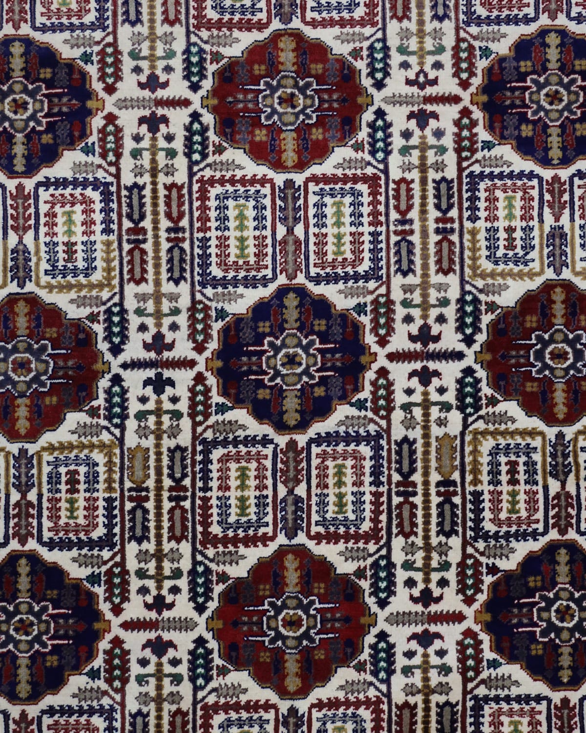 Handmade Wheat Design Carpet – Red, Blue & White 1