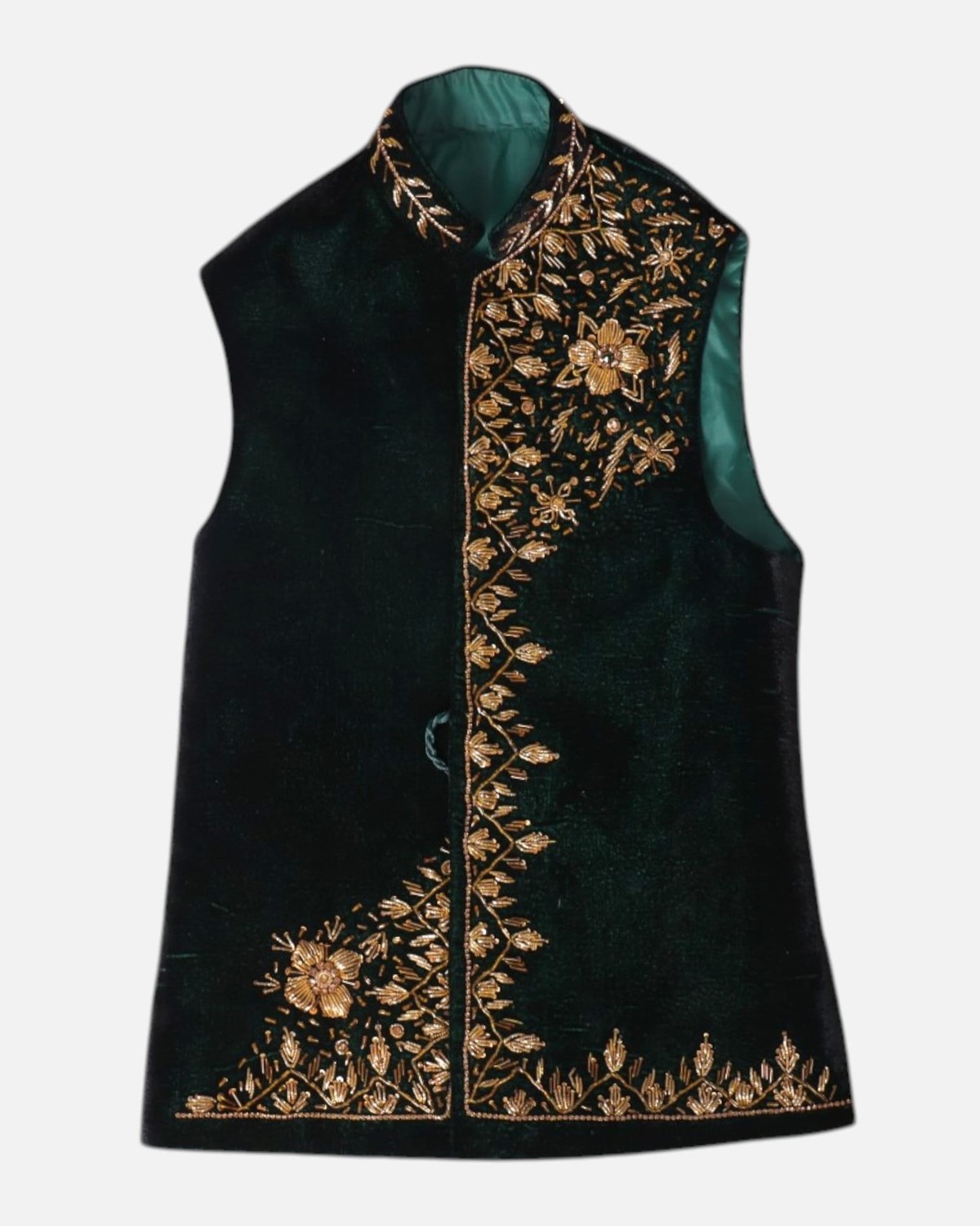 Dark Green Waistcoat Selma Doz Velvet Waskat Aseel 1