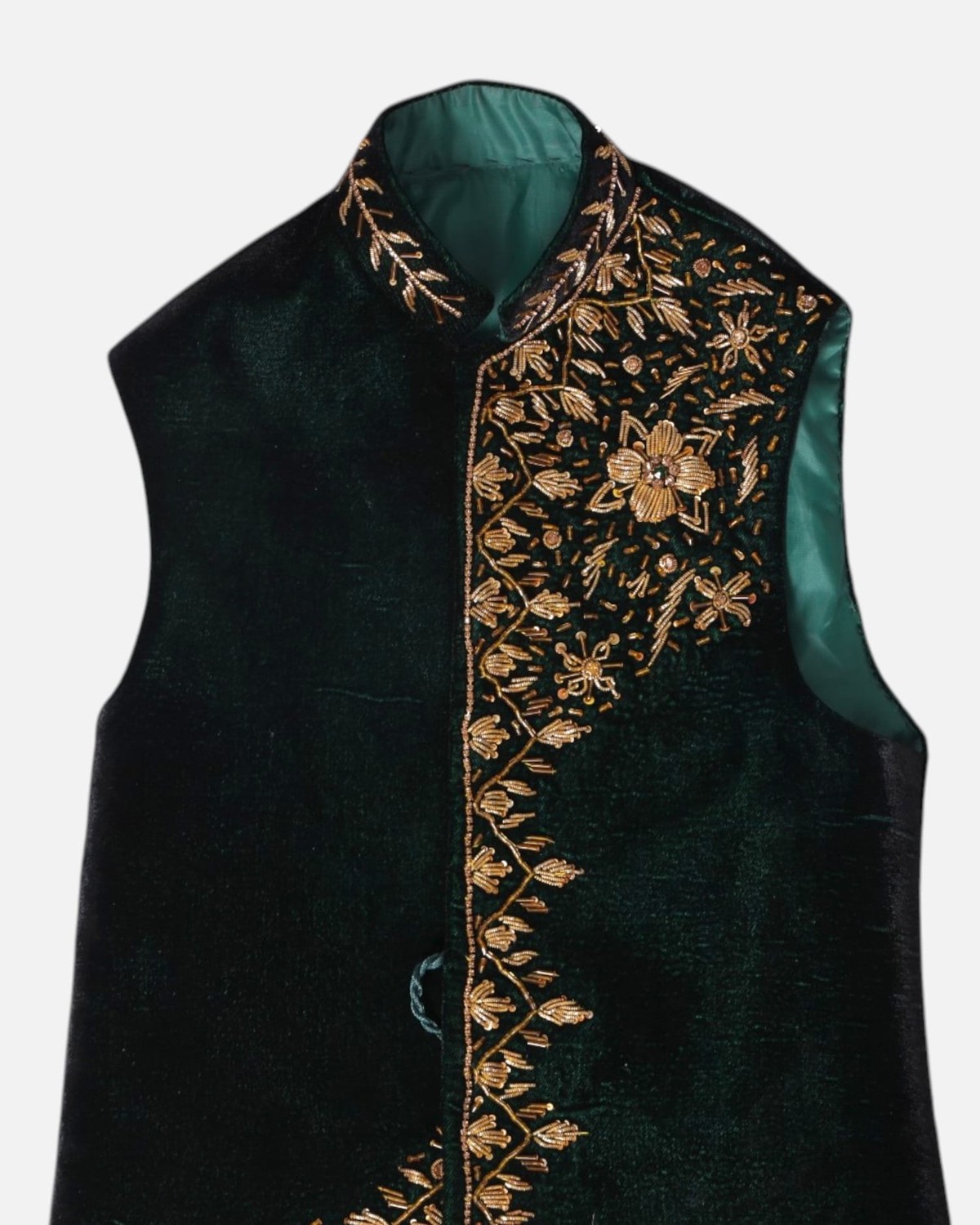 Dark Green Waistcoat Selma Doz Velvet Waskat Aseel 2