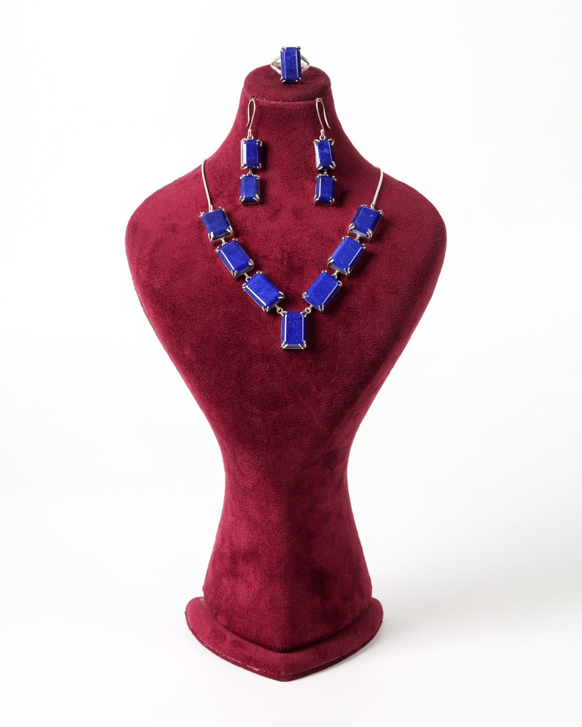Royal Blue Lapis Lazuli Sterling Silver Jewelry Set 8