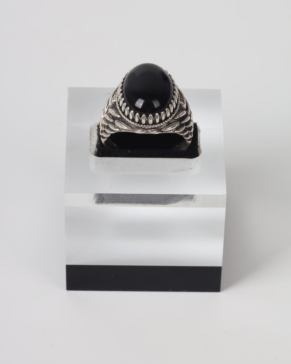 Black Agate Men’s Silver Ring 1