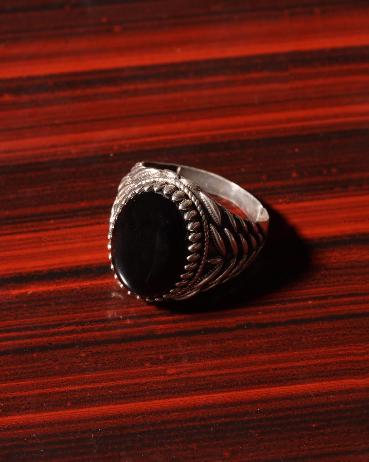 Black Agate Men’s Silver Ring 2