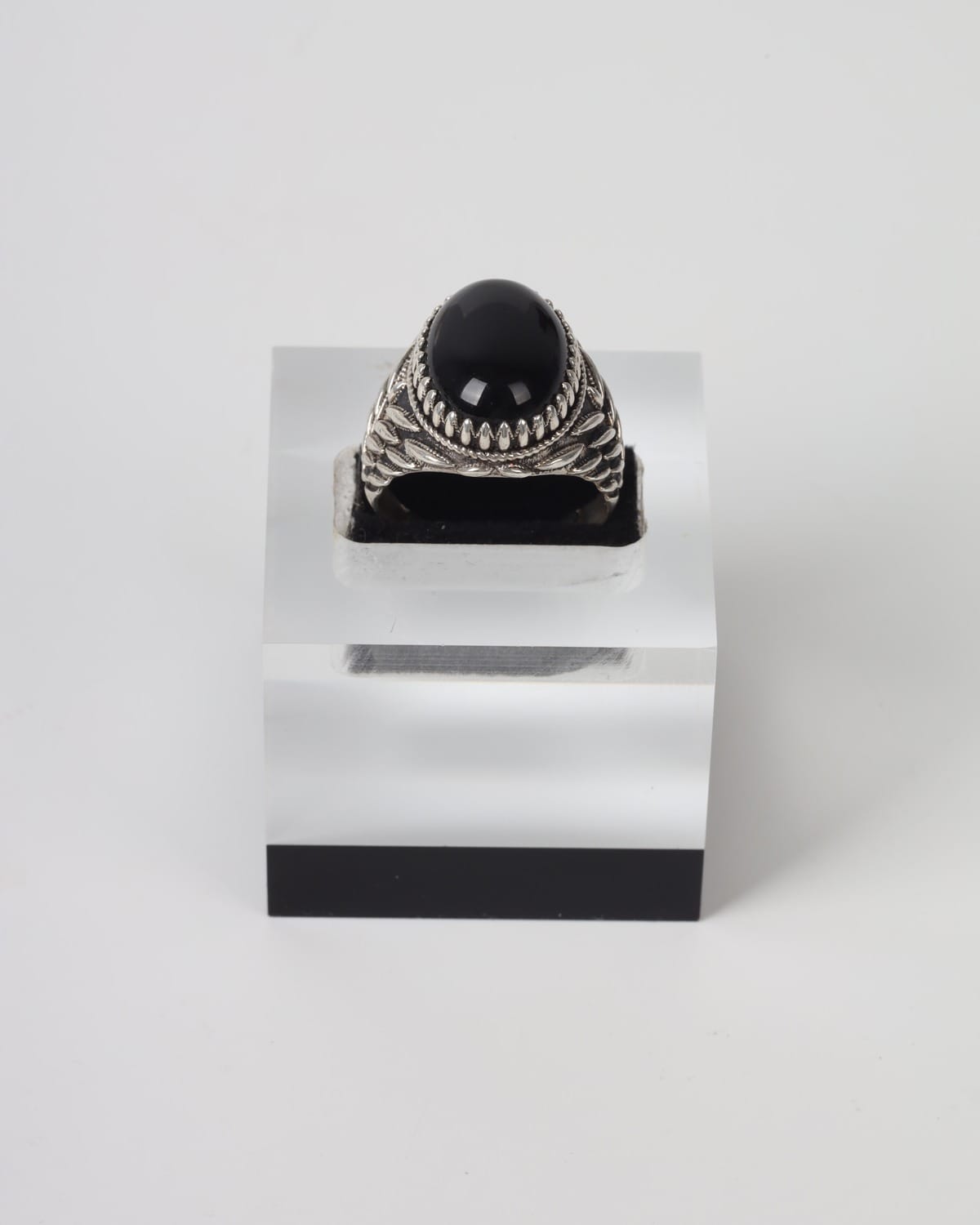Black Agate Men’s Silver Ring 5