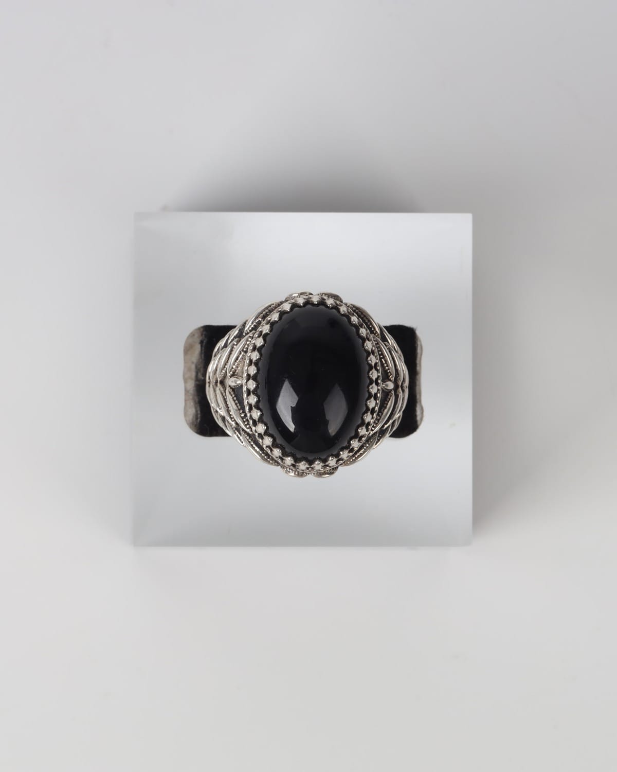 Black Agate Men’s Silver Ring 6
