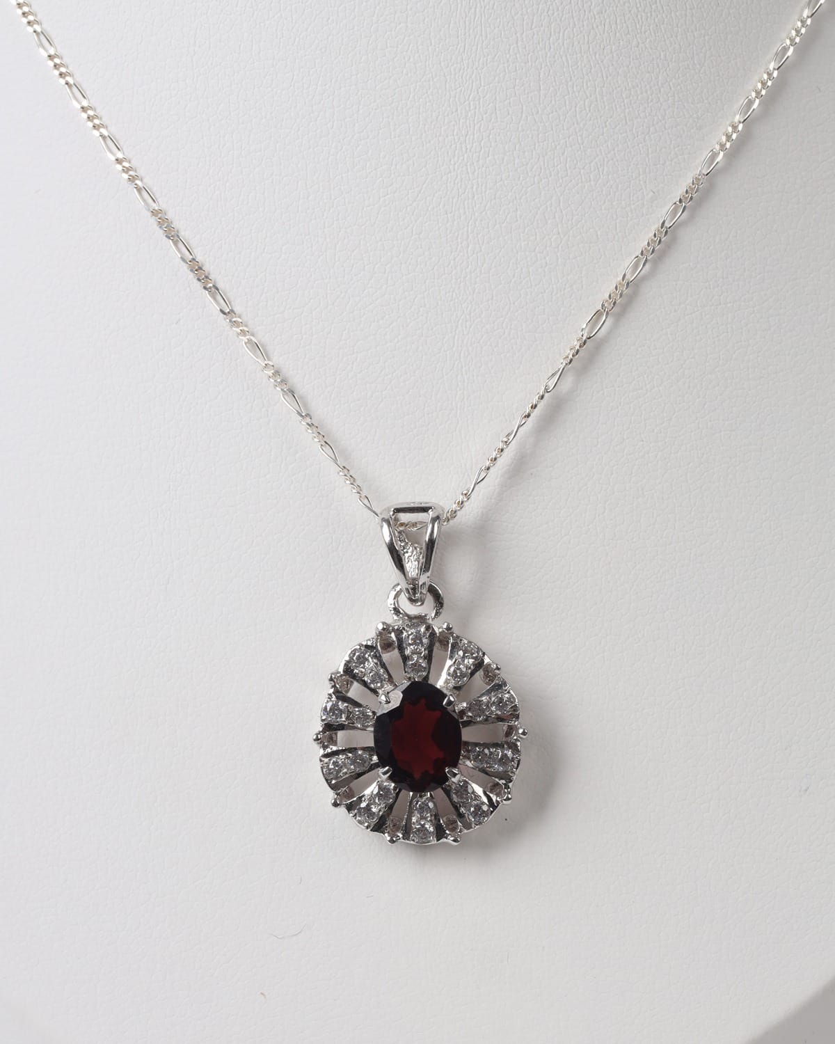 Deep Red Garnet Sterling Silver Necklace 3