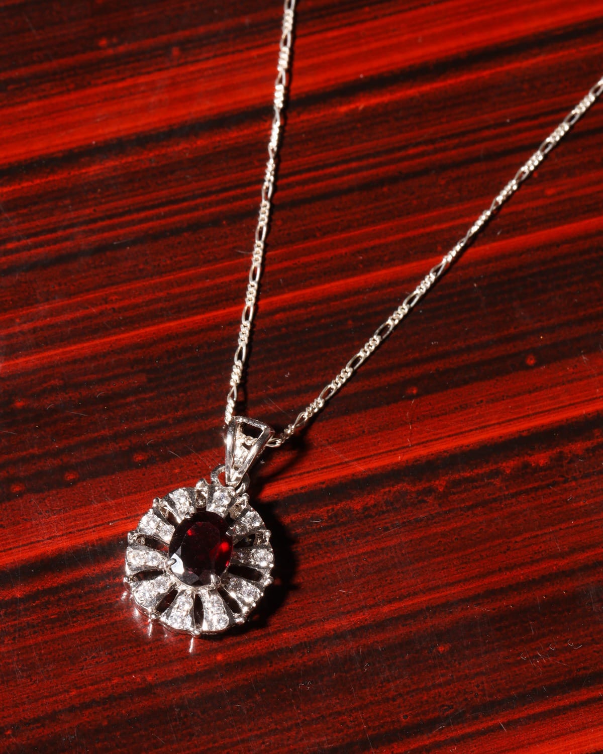 Deep Red Garnet Sterling Silver Necklace 4