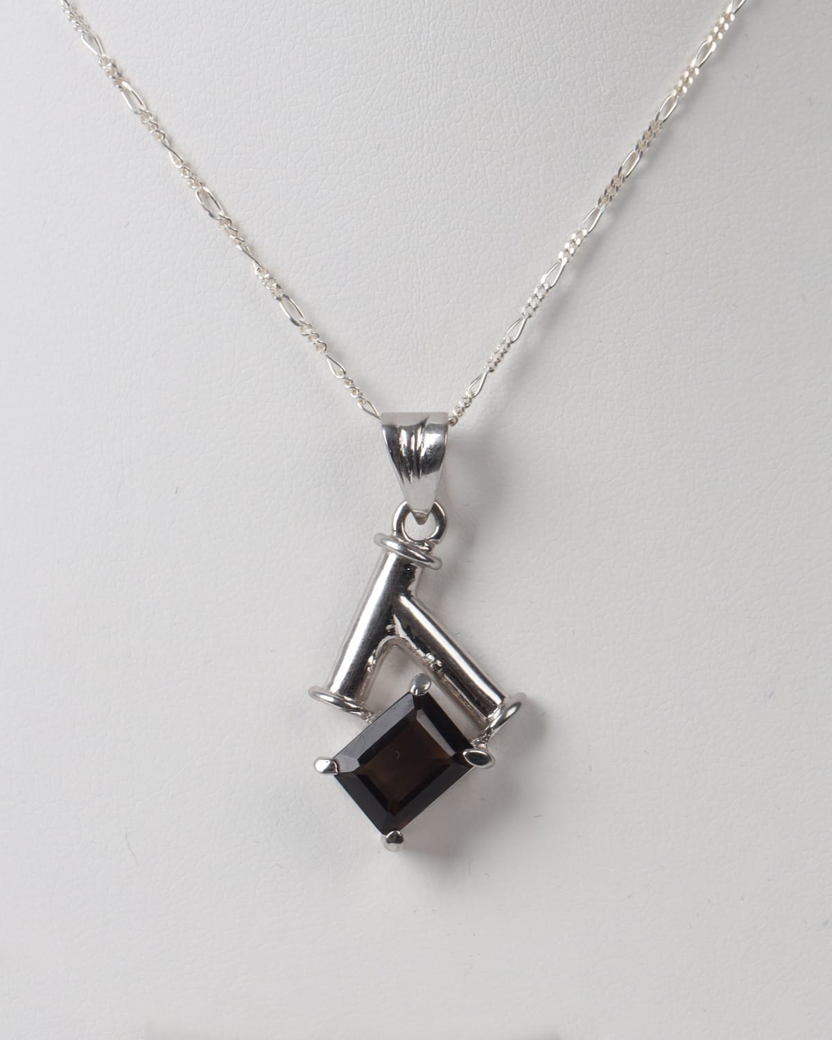 Midnight Black Agate Sterling Silver Necklace 1
