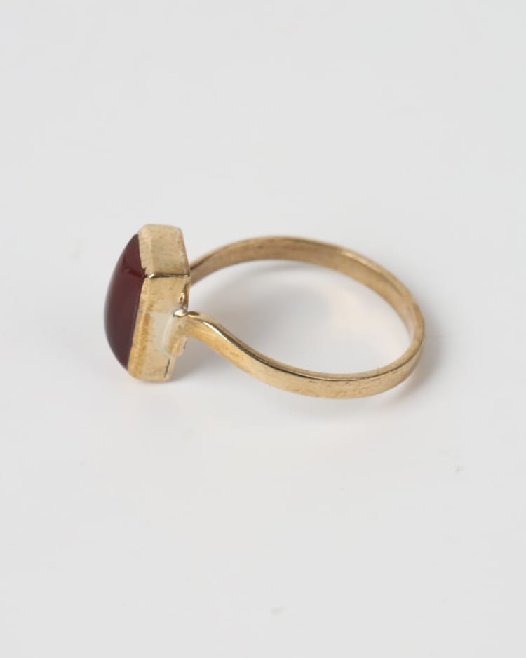 Deep Red Agate Brass Ring 4