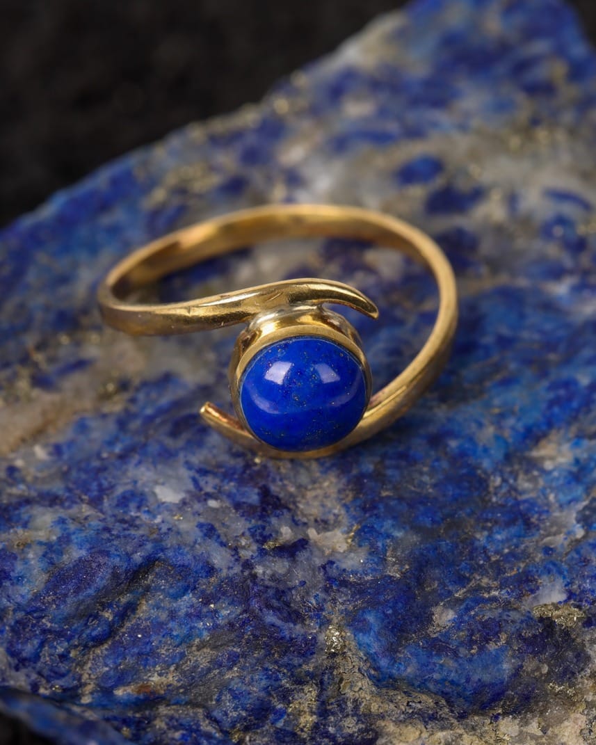 Blue Lapis Lazuli Brass Women’s Ring 6