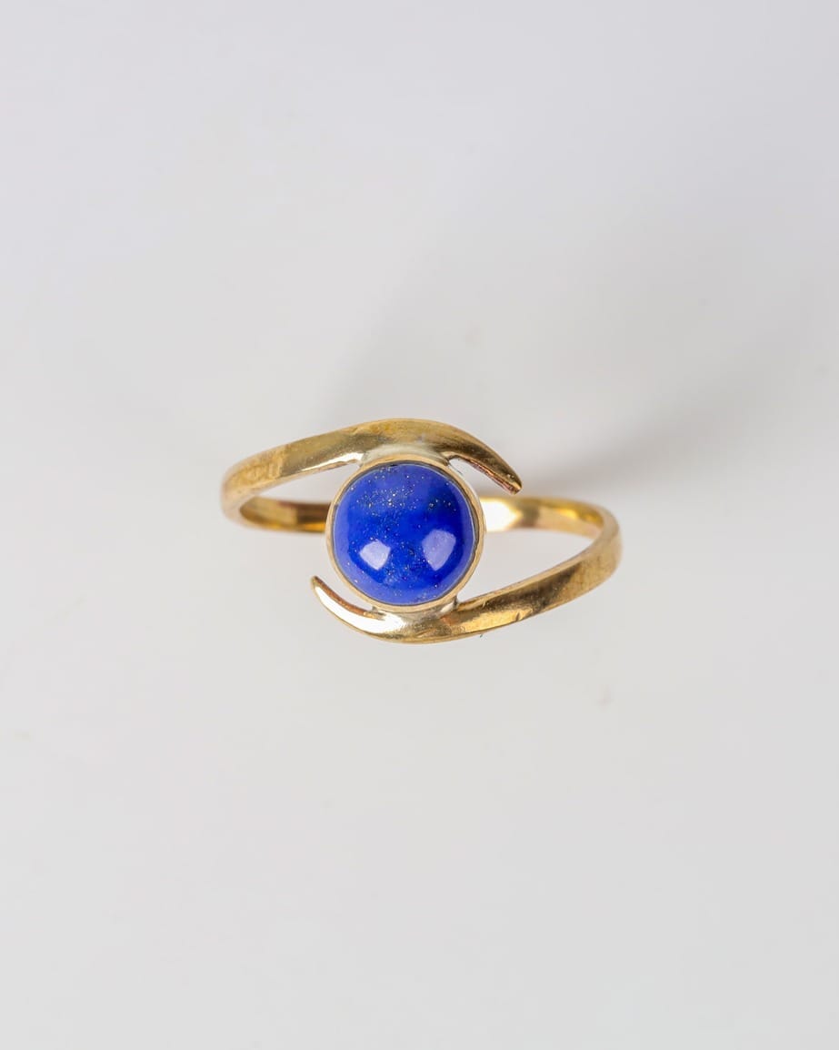 Blue Lapis Lazuli Brass Women’s Ring 7