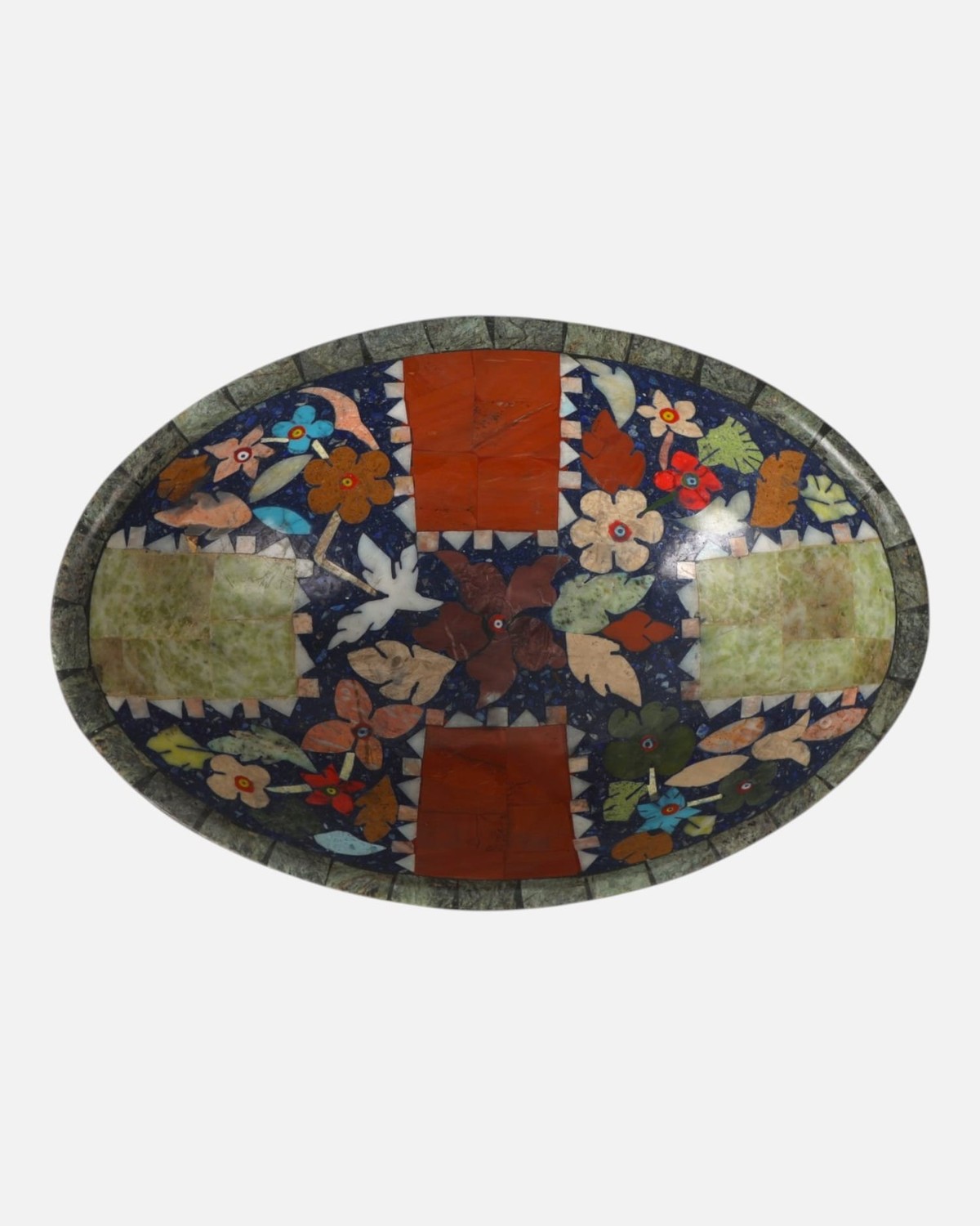 Lapis Inlay Handmade Bowl Floral Mosaic Shape 2