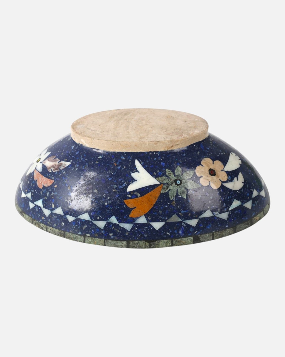 Lapis Inlay Handmade Bowl Floral Mosaic Shape 4