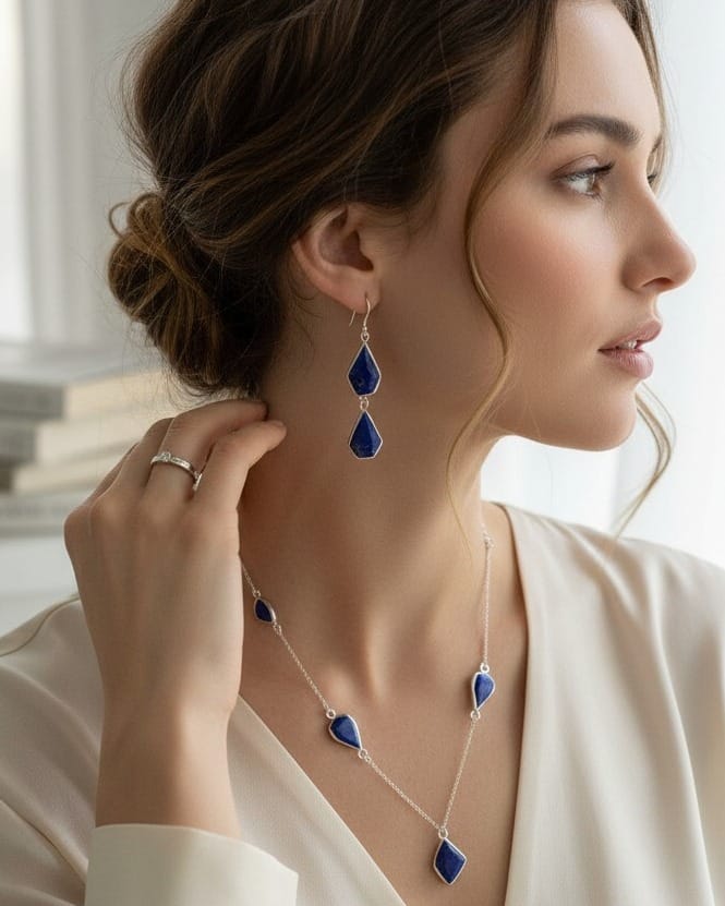 Mughal Collection Lapis Jewelry Set – Necklace & Earrings 7