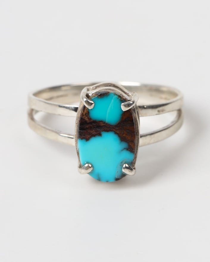 Feeroza Sky Blue Turquoise Silver Ring 1