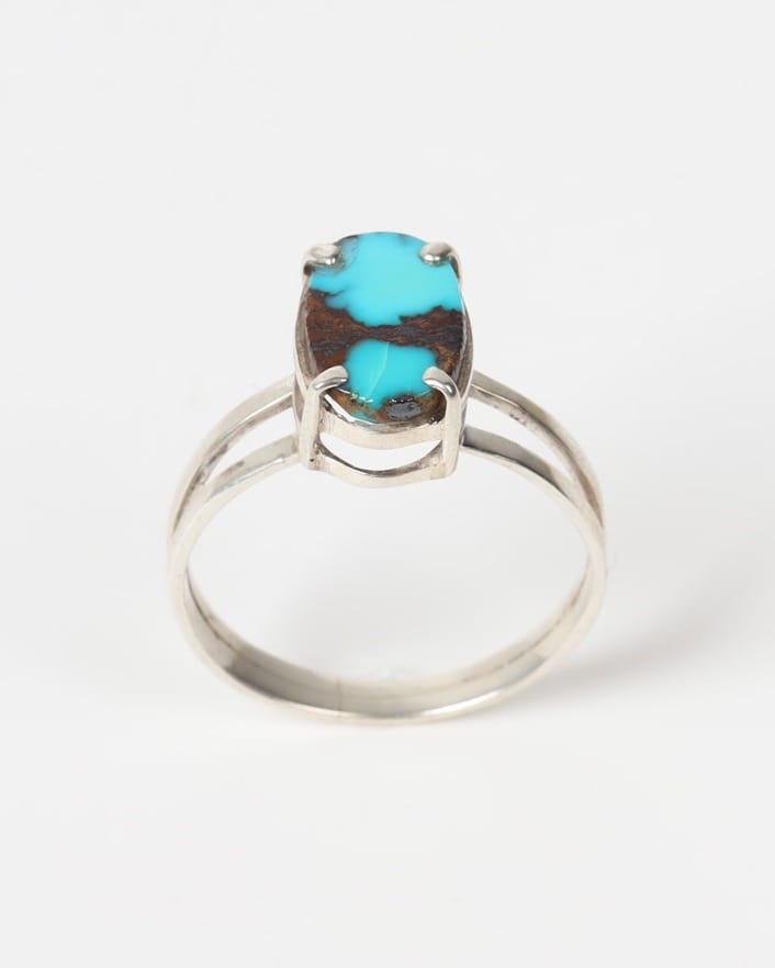 Feeroza Sky Blue Turquoise Silver Ring 5