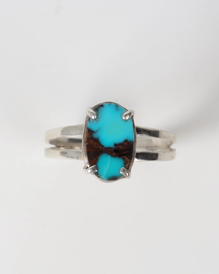 Feeroza Sky Blue Turquoise Silver Ring 6