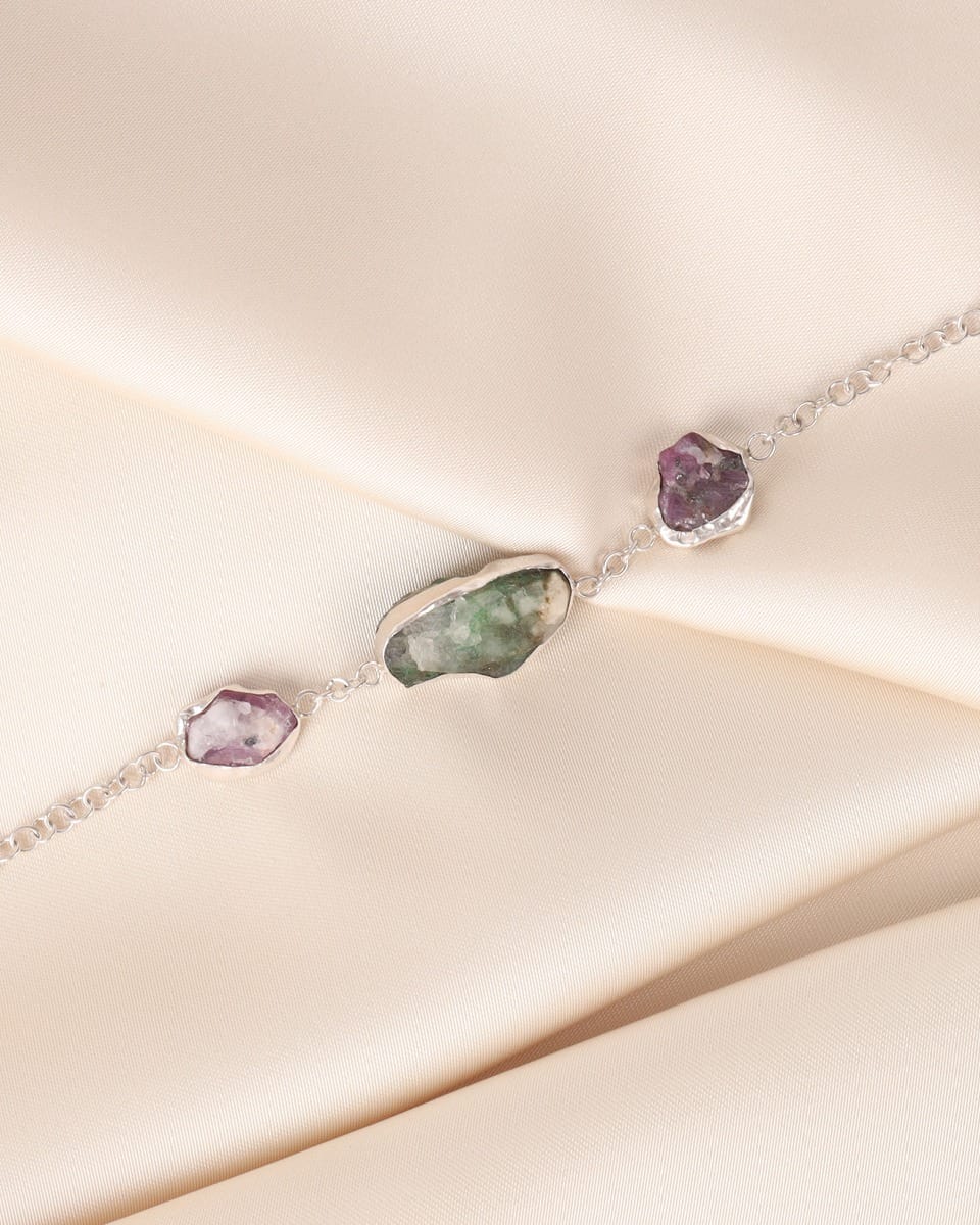 Ruby Emerald Raw Stone Bracelet 1