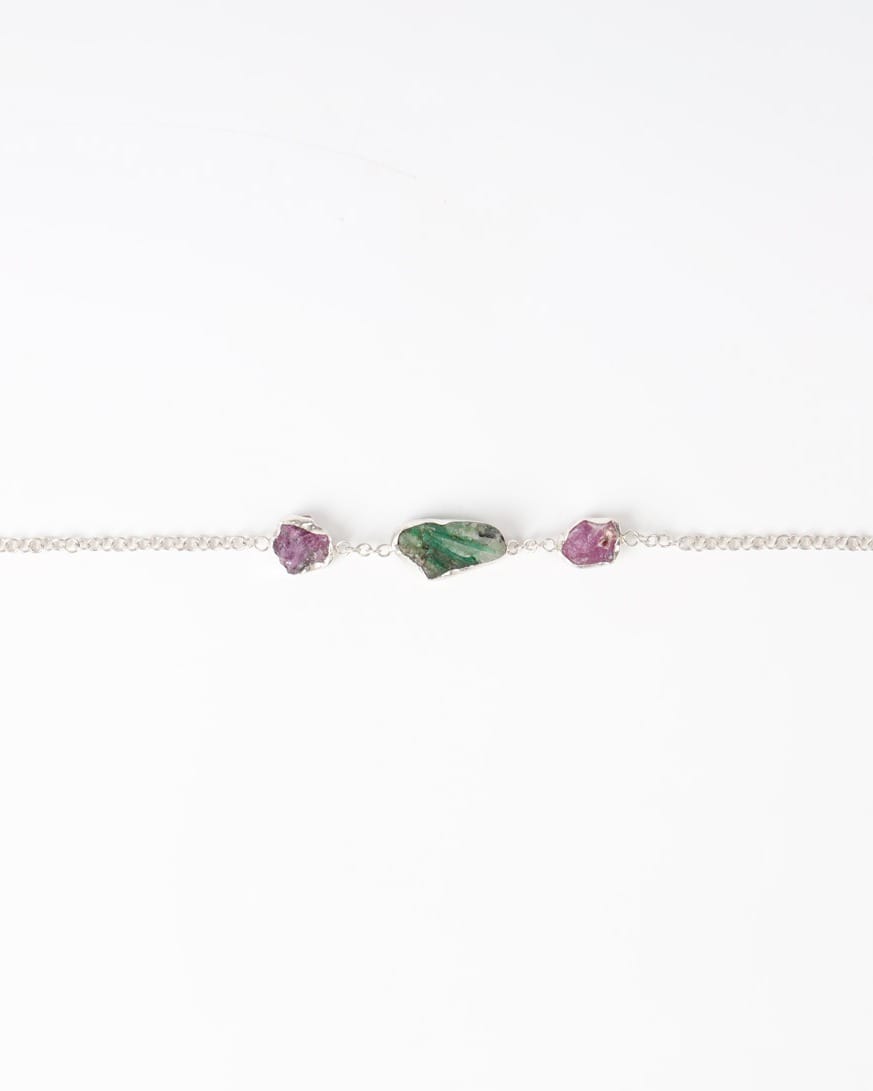 Ruby Emerald Raw Stone Bracelet 3