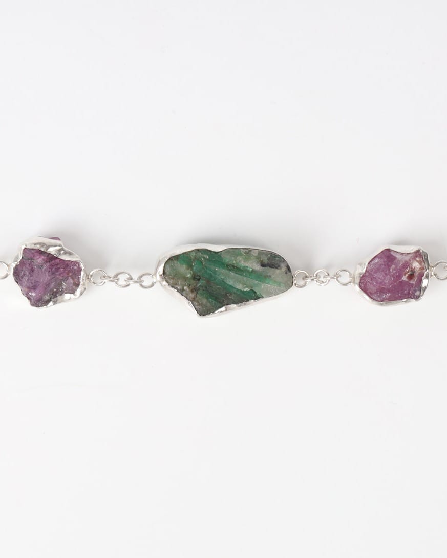Ruby Emerald Raw Stone Bracelet 4
