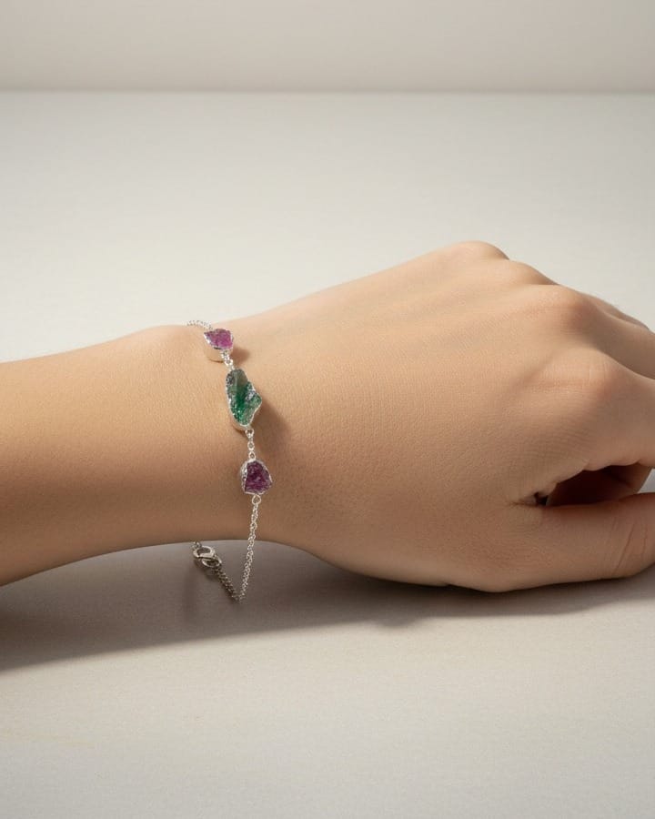 Ruby Emerald Raw Stone Bracelet 5