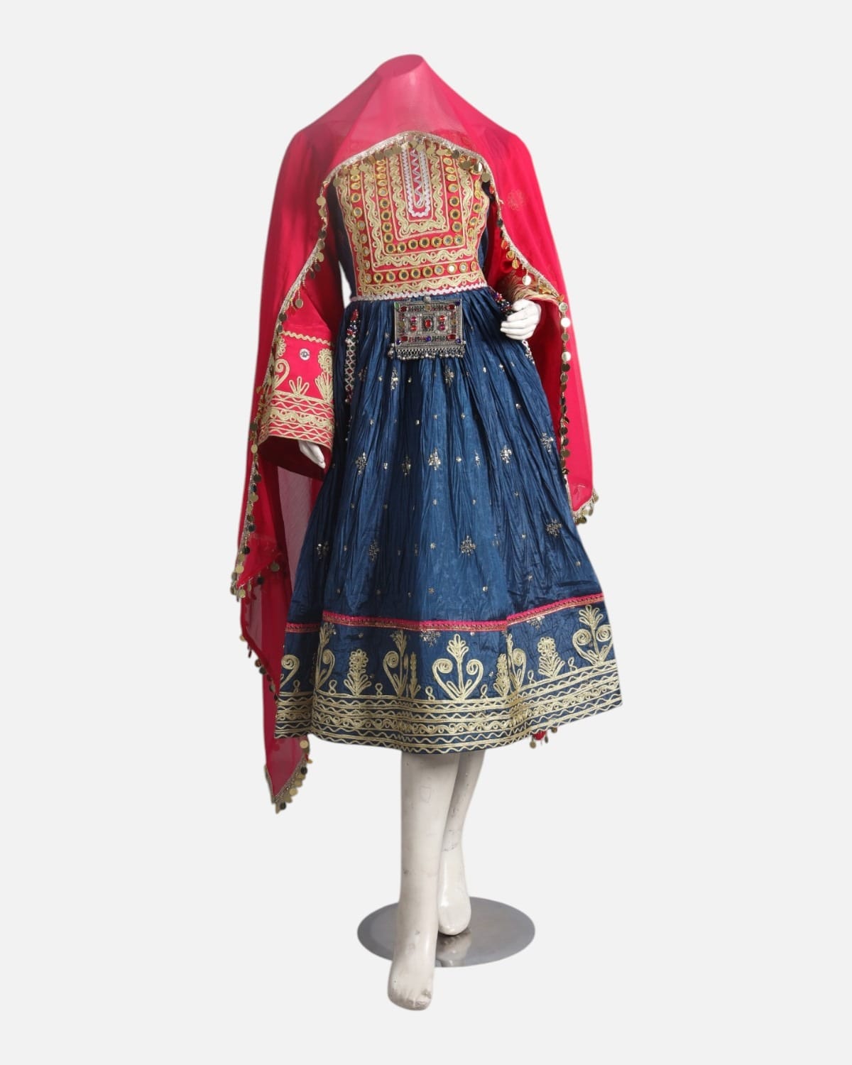Mustard Gold & Crimson Afghan Dress 1