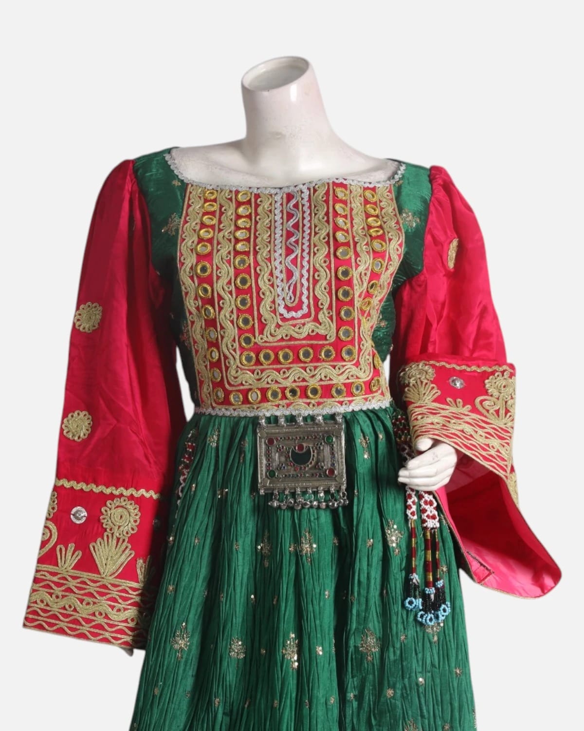 Emerald Afghan Dress with Fuchsia Shawl 3