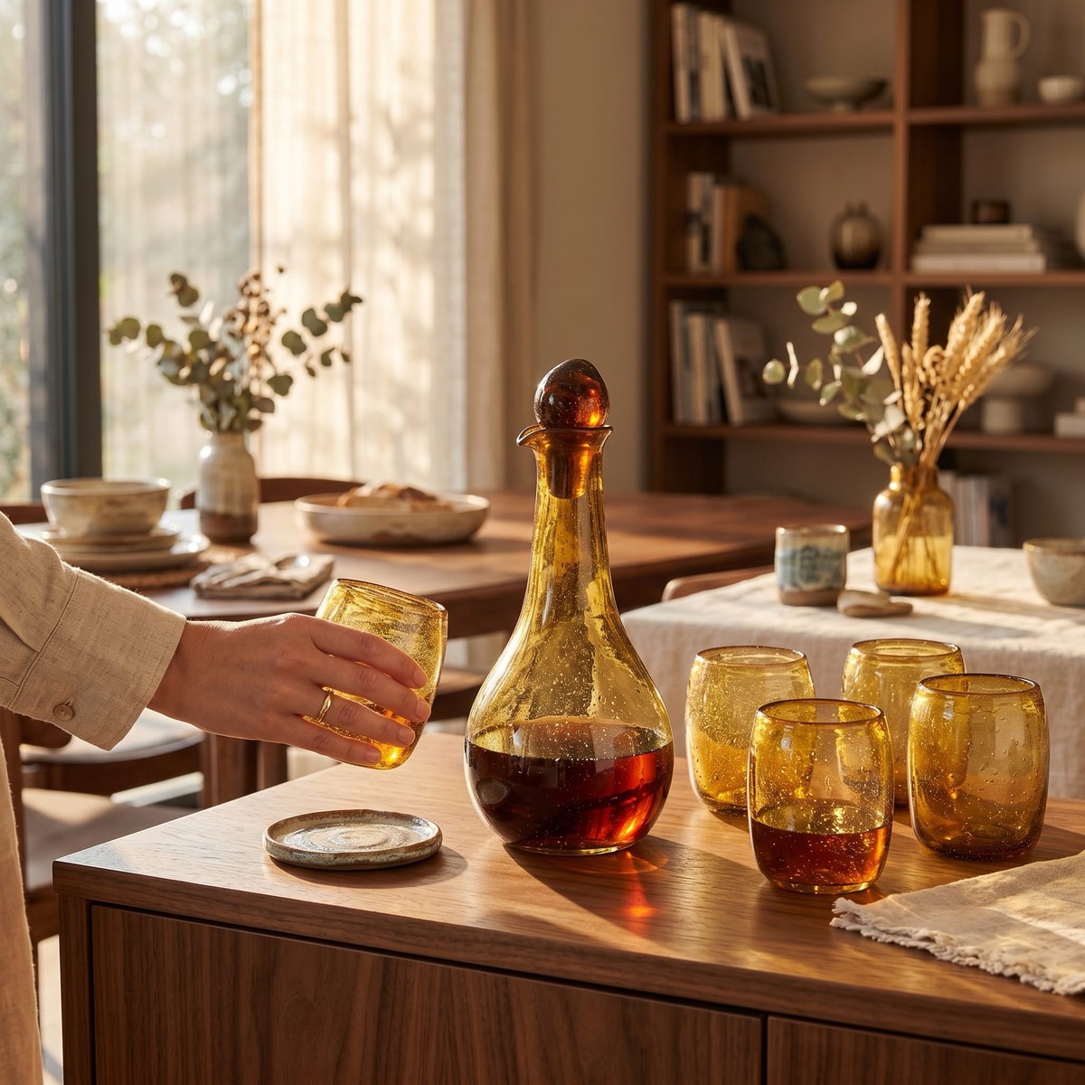 Luxury Hand-Blown Herati Glass Set with Jug 8