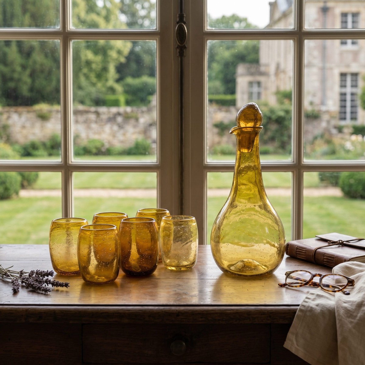 Luxury Hand-Blown Herati Glass Set with Jug 7
