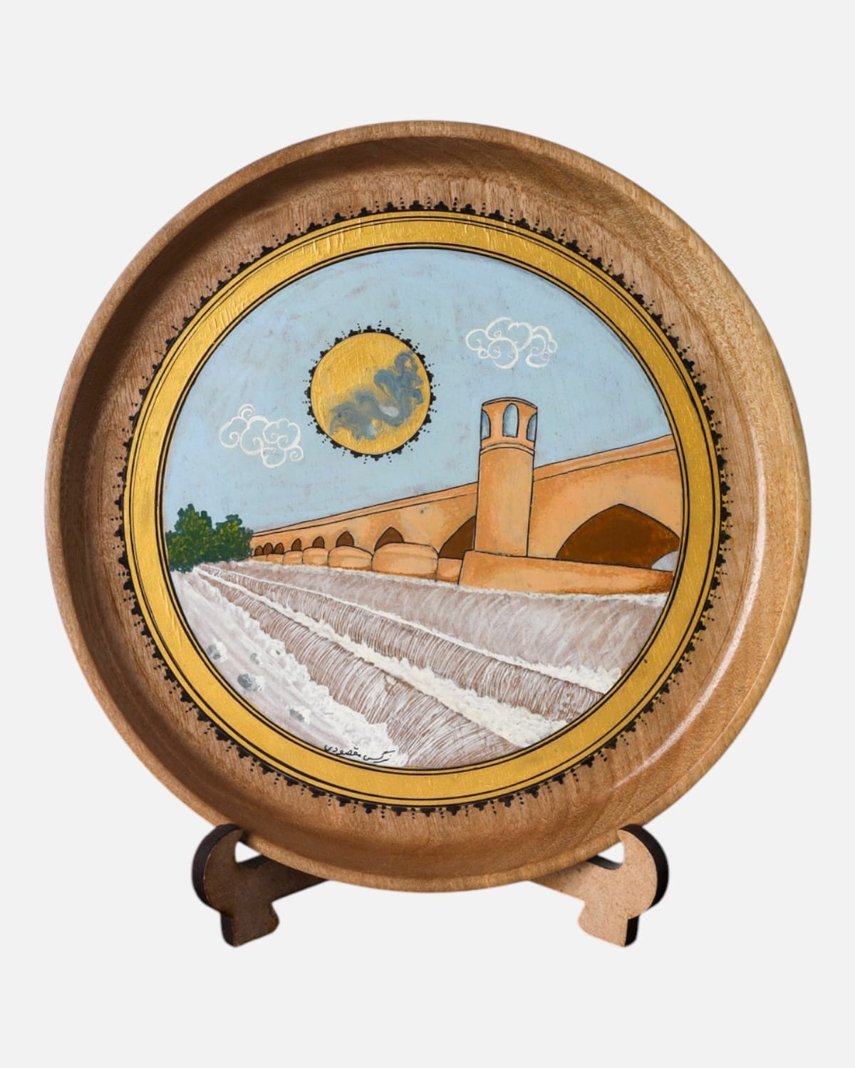 Herat Malan Bridge Wood Plate Painting Set 1