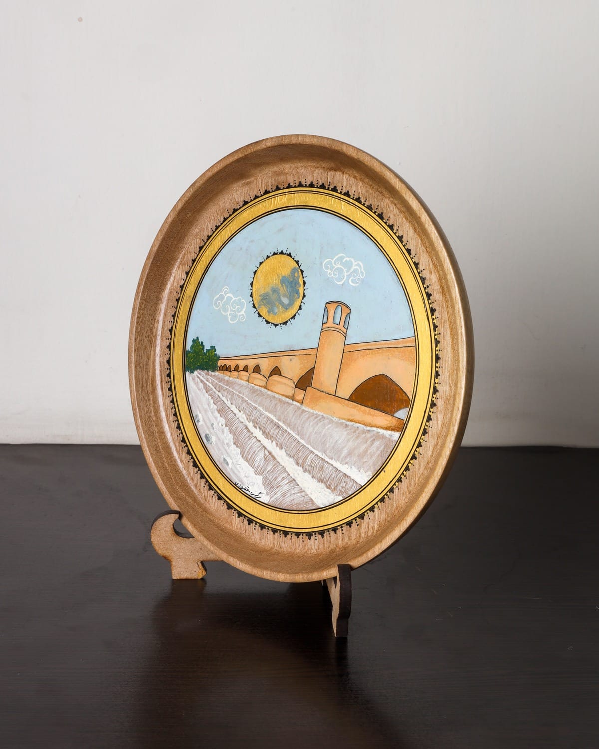 Herat Malan Bridge Wood Plate Painting Set 3