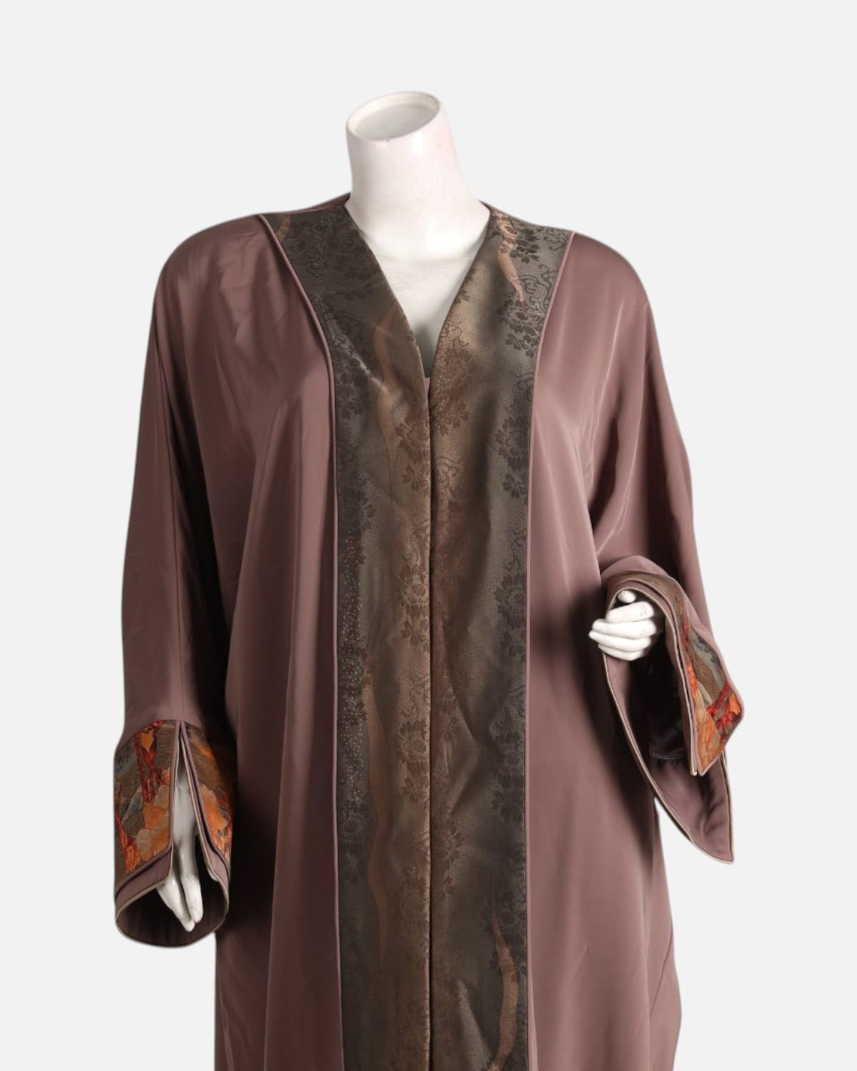 Brown & Silk Floral Embroidered Abaya 3