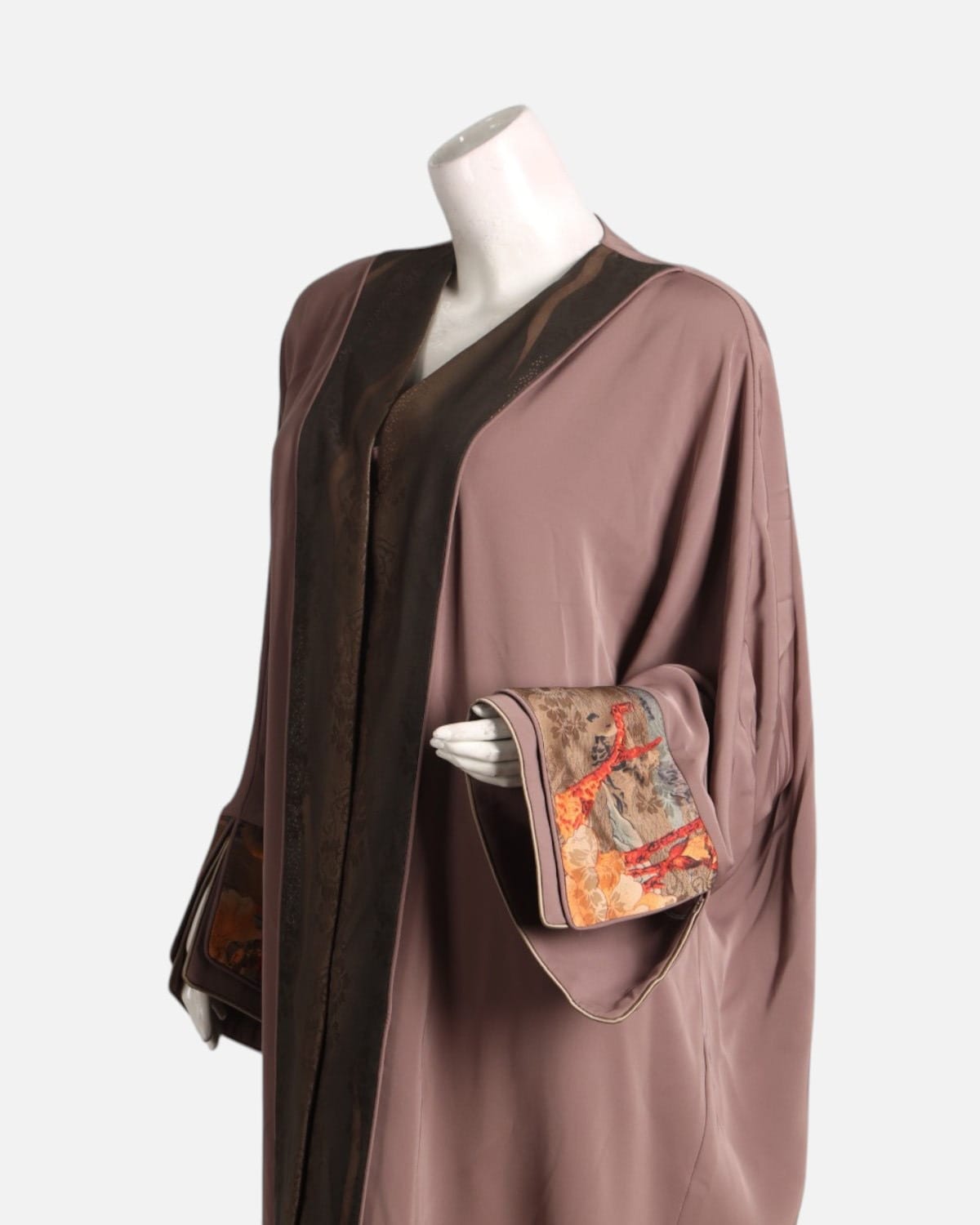Brown & Silk Floral Embroidered Abaya 4