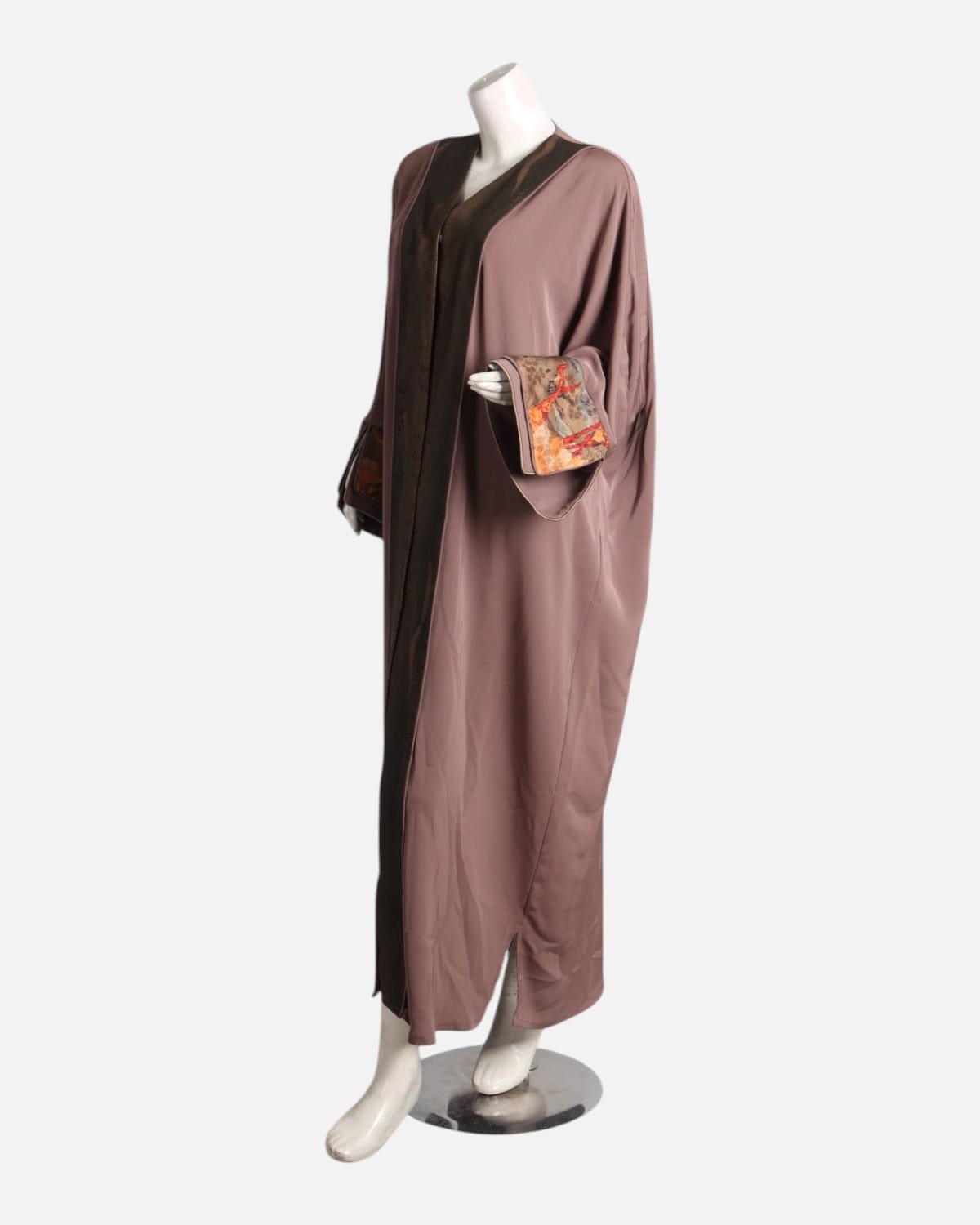 Brown & Silk Floral Embroidered Abaya 5