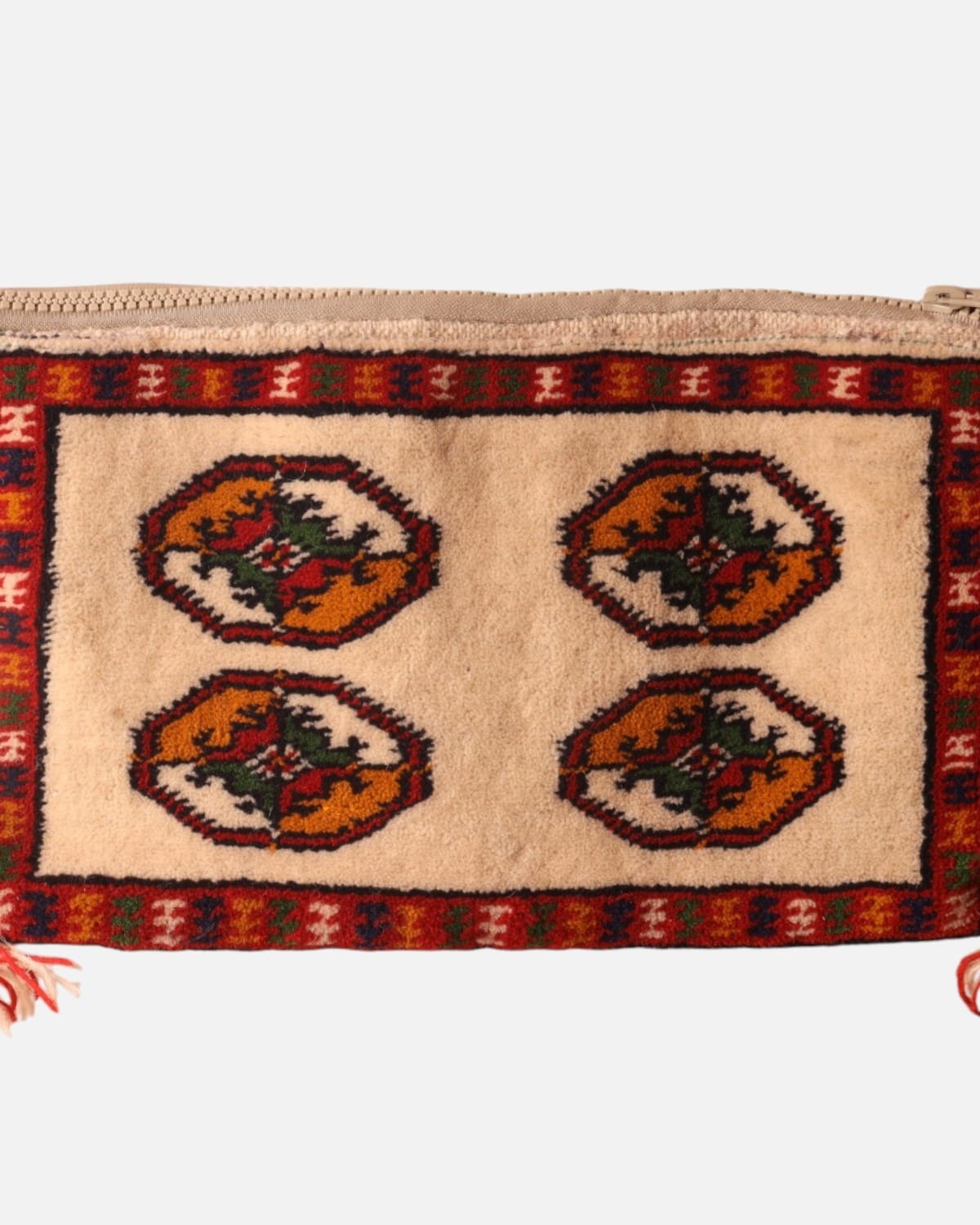 Handwoven Traditional Shoulder Bag in Ivory, Rust Orange & Red 1