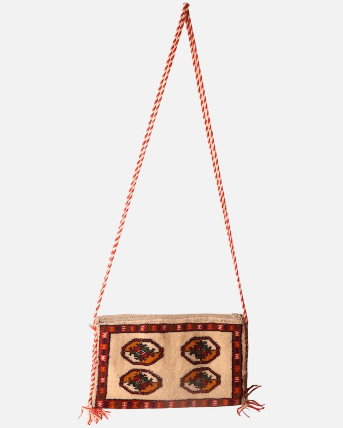 Handwoven Traditional Shoulder Bag in Ivory, Rust Orange & Red 2
