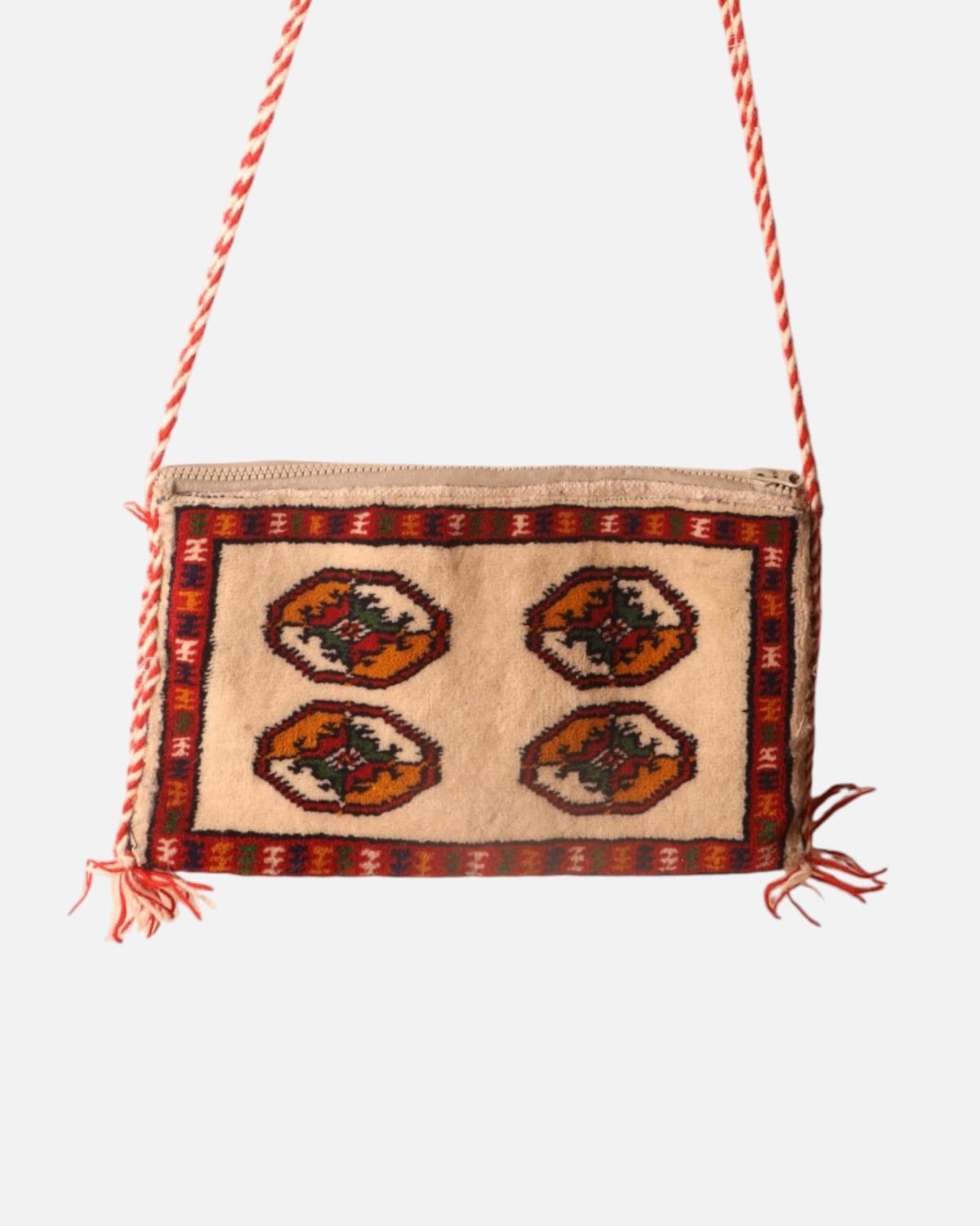 Handwoven Traditional Shoulder Bag in Ivory, Rust Orange & Red 3