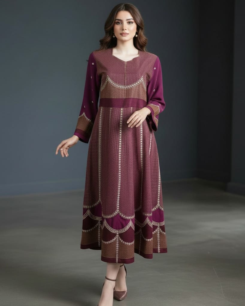 Red Afghan Gand Dress with Gold & Silver Embroidery 2