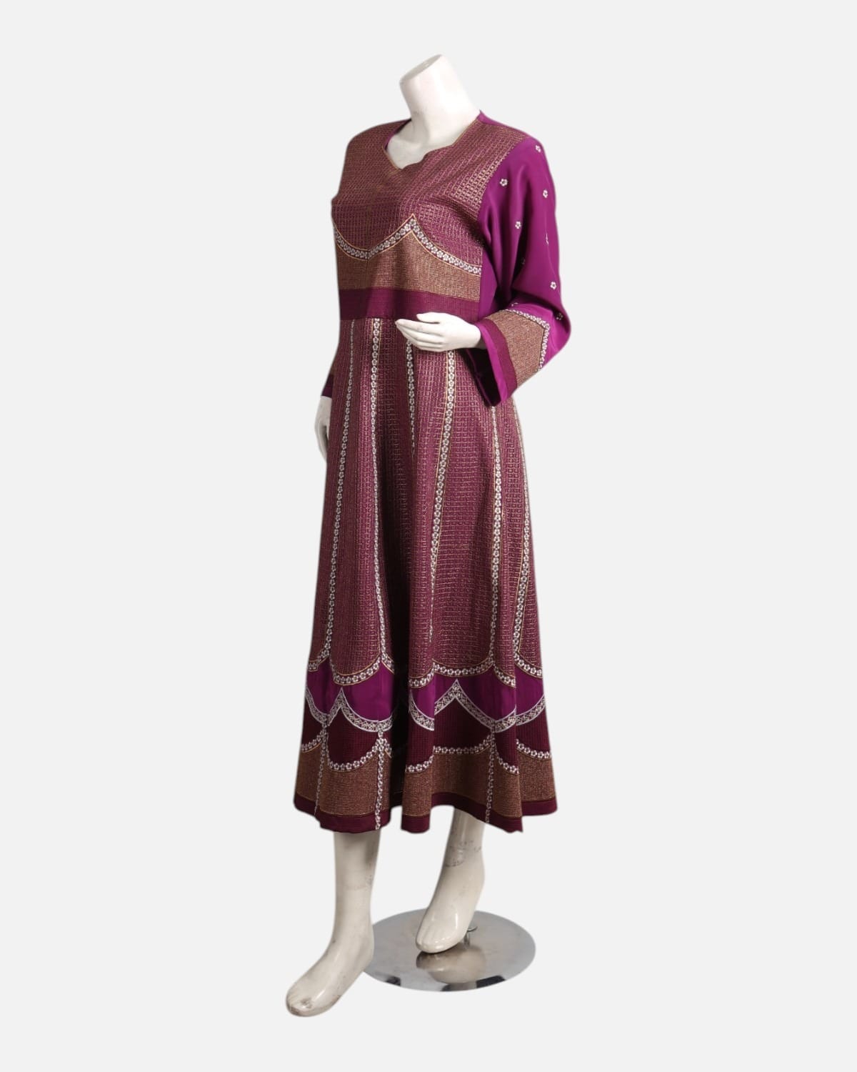 Red Afghan Gand Dress with Gold & Silver Embroidery 4