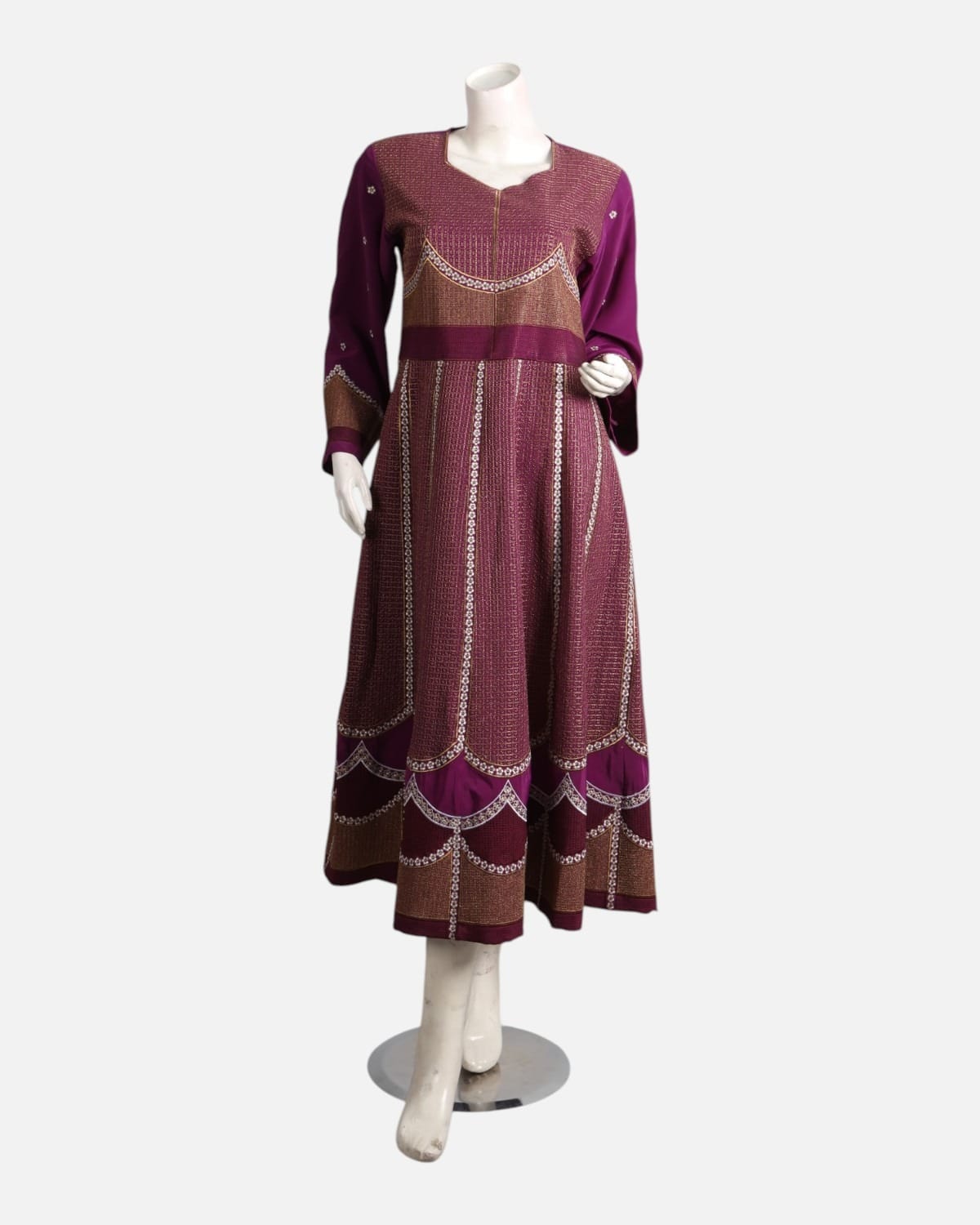 Red Afghan Gand Dress with Gold & Silver Embroidery 6
