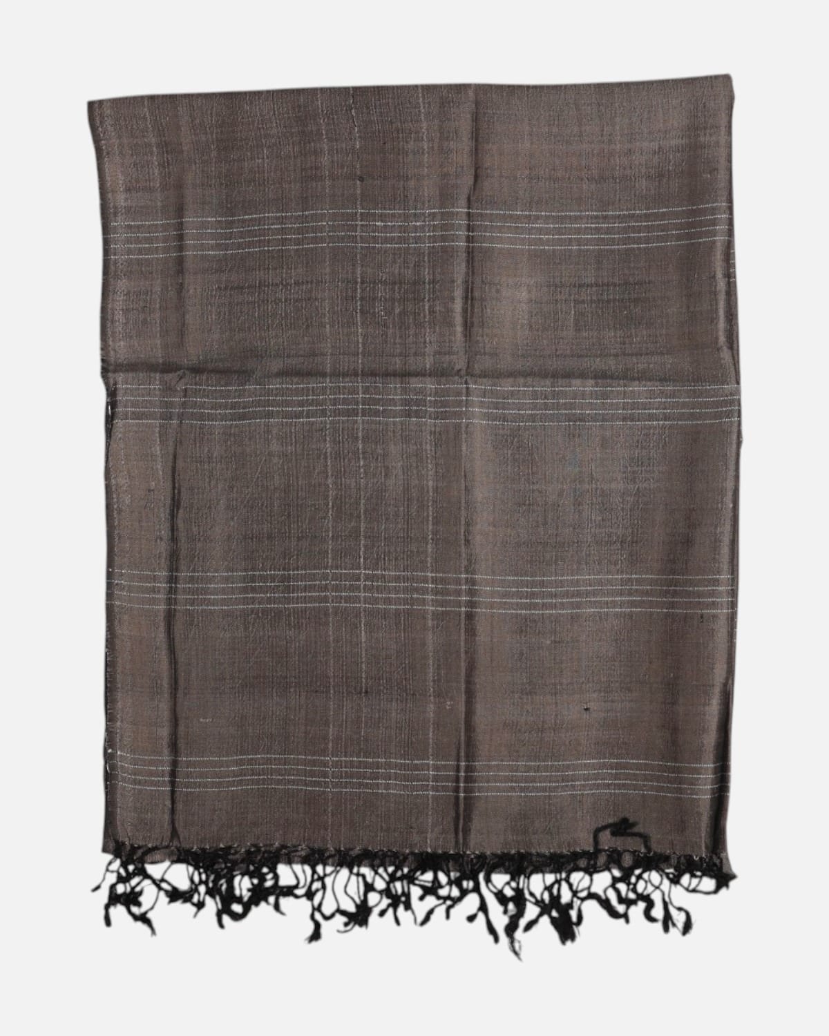 Dark Walnut Brown Pure Silk Shawl with Natural Dye 4