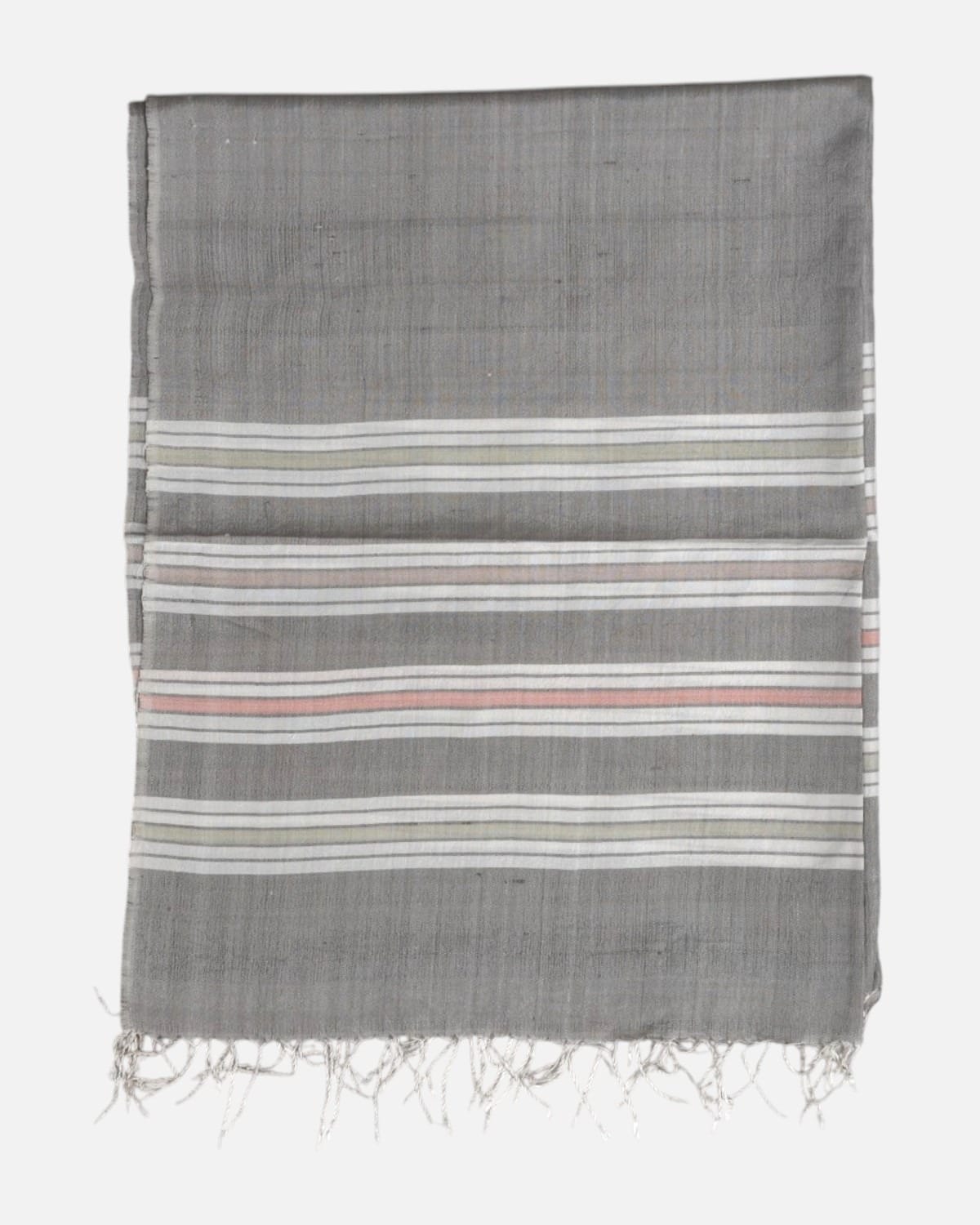 Silver Gray Pure Silk Shawl – Handmade Afghan Luxury Wrap 1