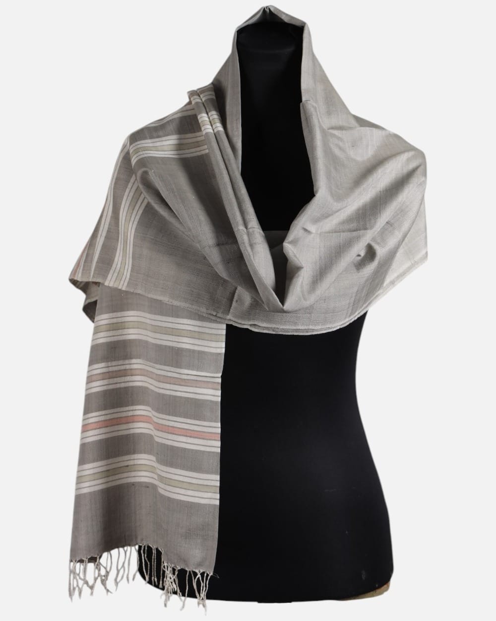 Silver Gray Pure Silk Shawl – Handmade Afghan Luxury Wrap 3
