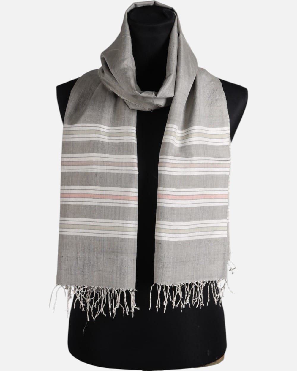 Silver Gray Pure Silk Shawl – Handmade Afghan Luxury Wrap 4